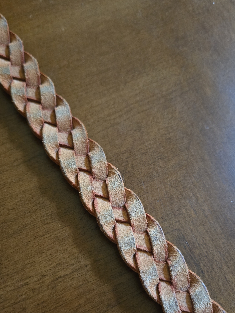 Braided Leather Women Belt - Chestnut Brown - Picture 3 of 6